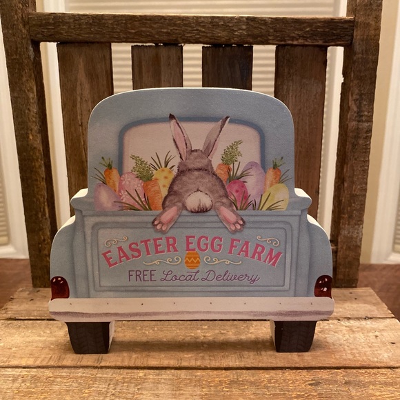 Vintage Farmhouse Easter Egg Farm Truck Sign, Easter Bunny Carrots & Easter Eggs - Picture 7 of 12